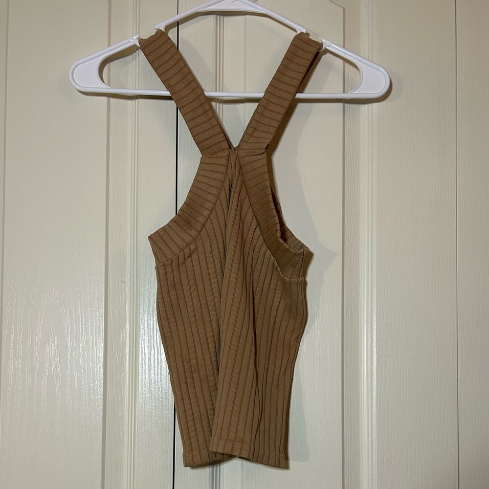 Women's Halter Neck Ribbed Tank Top | Size S